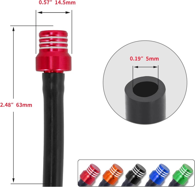 RUTU Gas Cap Vent Hose Fuel Tank Vent Valve Tube with Check Ball Universal CNC Aluminum Breather Hose for ATV Dirt Pit Bike Motorcycle Quad Motocross 5 Pcs Colorful - Image 4